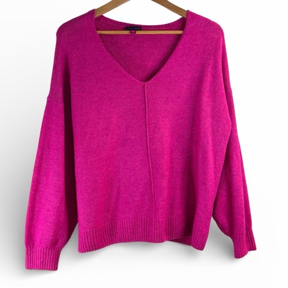 Vince Camuto V-Neck Sweater Womens Large Pink Good Exposed Seam C3461221